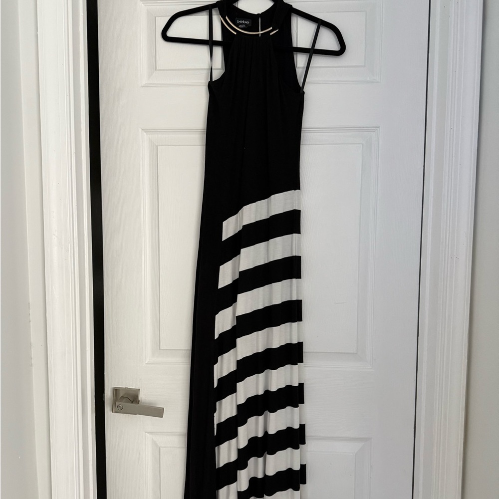 Black and White Striped Maxi Dress